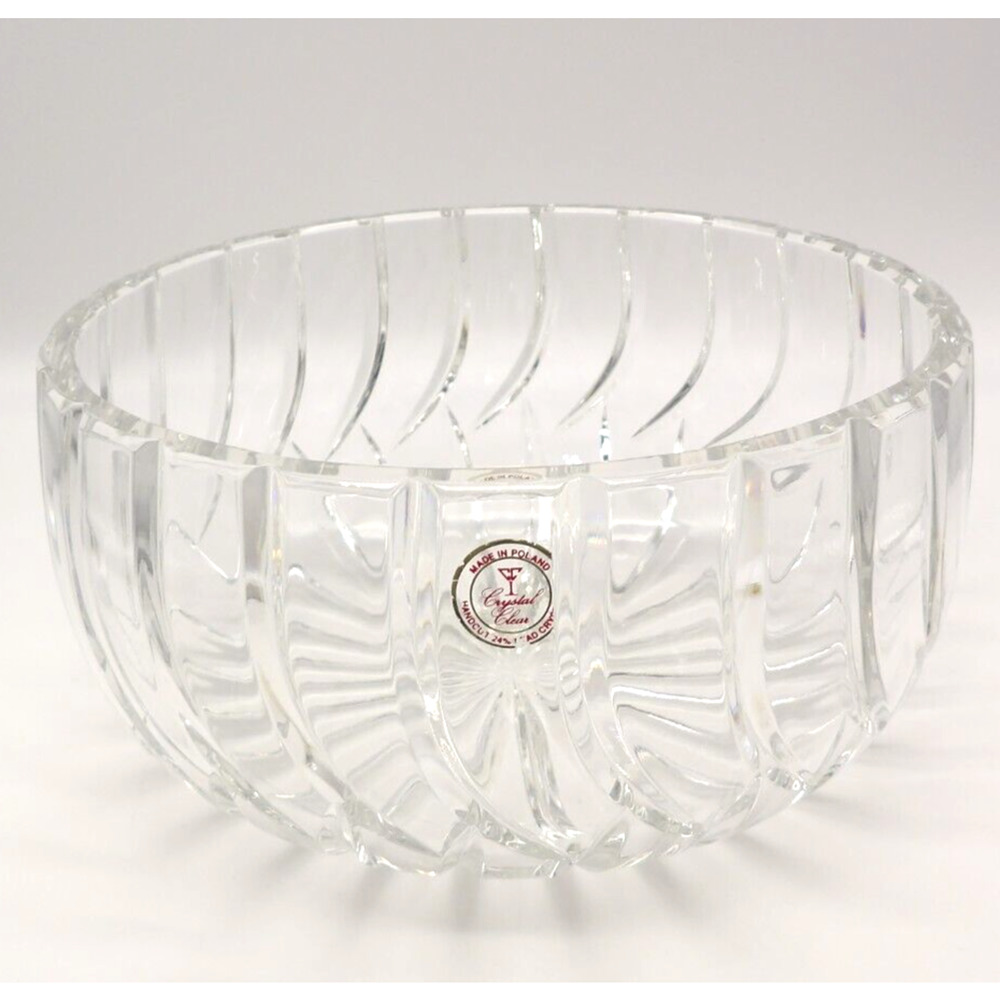 Crystal Clear Fruit Serving Bowl Radiance Handcut 24% Lead Crystal Poland VTG